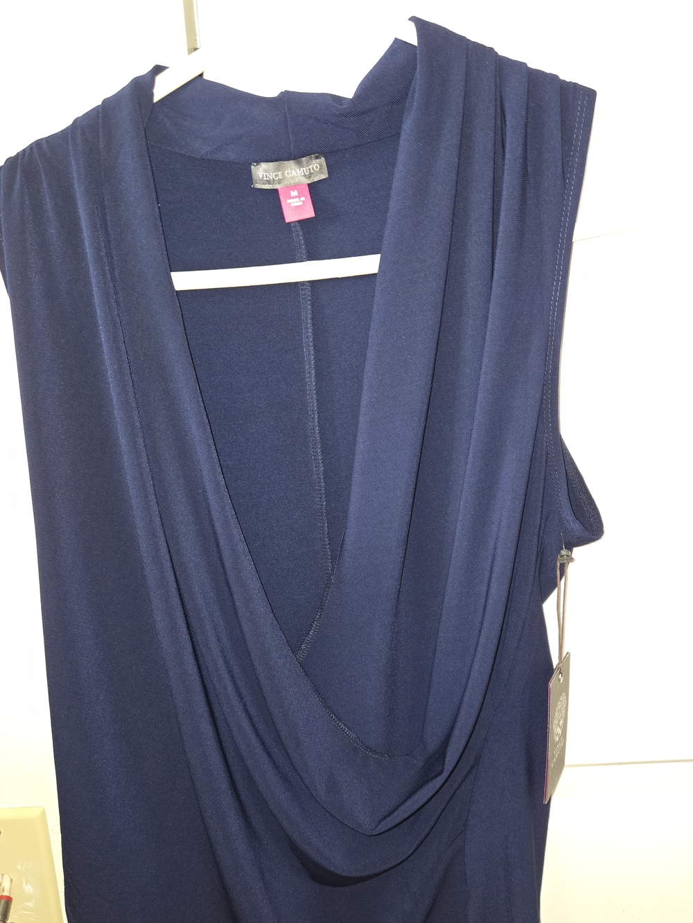 Vince Camuto Navy Draped Sleeveless Blouse